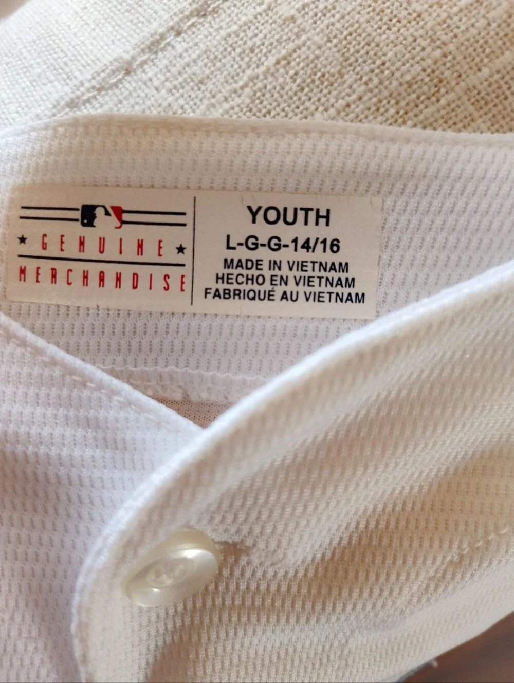 Los Angeles Dodgers White and Blue Button-Up Jersey Junior Size 14-16 - Picture 6 of 8